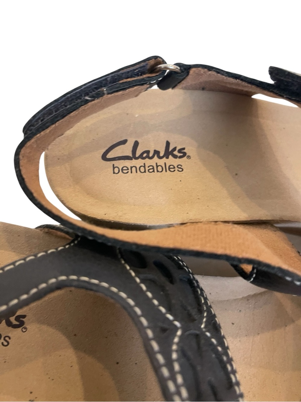 Clarks Bendables Black Leather Cutout Slingback Sandals Women’s Shoes - Picture 5 of 6